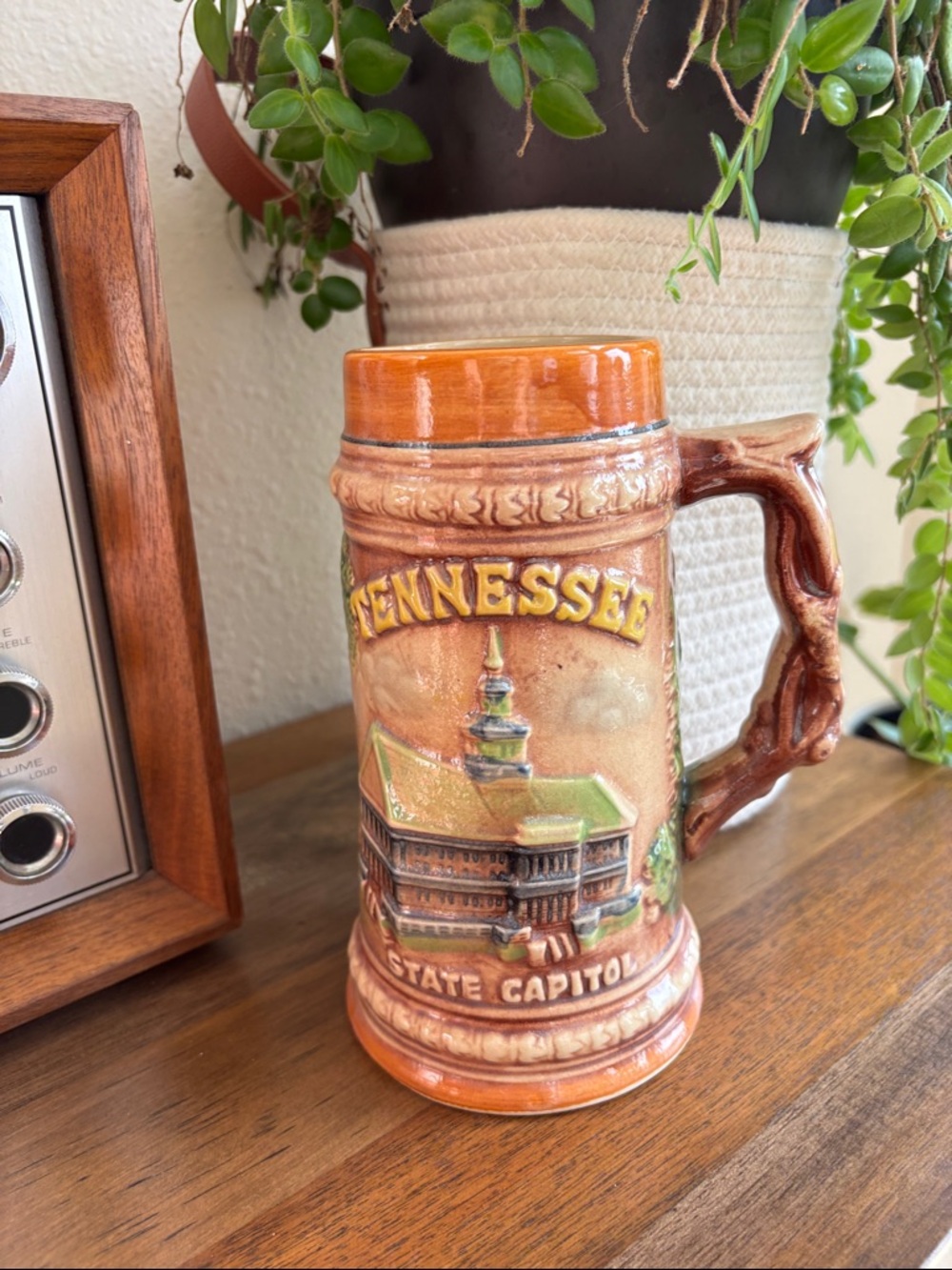 Vintage TENNESSEE STATE‎ CAPITOL Souvenir 7" Tall Ceramic Beer Stein Mug Decor